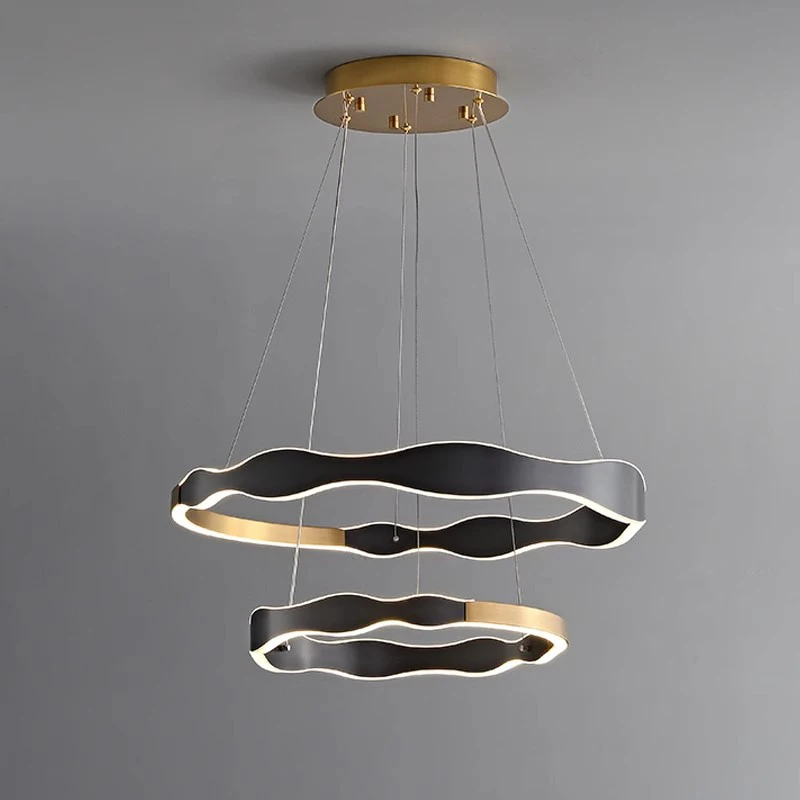 

Morden Circle Black Gold Pendant Light Indoor Luxury Decor Ceiling Hanging Lamp Chandelier Living Dining Hall Bedroom Droplight