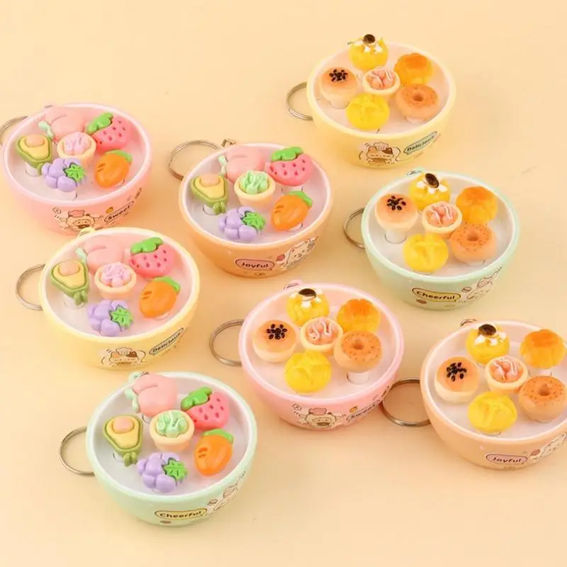 New Sensory Fidget Stress Relief Keychain Mini Simulation Fruit Bowl Whack A Mole Toy Soft for Office Worker Pressure Relief