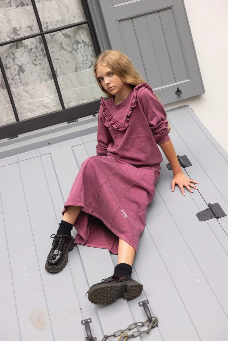 2026 Ali Plus new AW26 Compass Collection Oversize pink blue washed denim oversized sweatshirt kids girl boy baby clothing