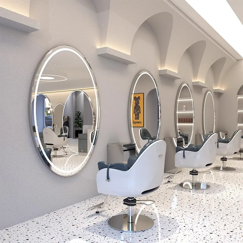 เก้าอี้ทำผมแบบใหม่พร้อมกระจก เก้าอี้ตัดผมปรับเอนได้ เก้าอี้จัดแต่งทรงผม เฟอร์นิเจอร์ร้านตัดผมแบบปรับได้