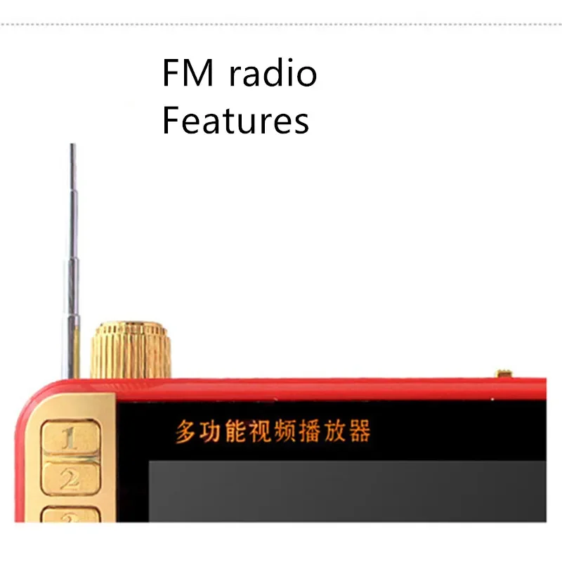 HD شاشة Mp4 فيديو مشغل الصوت TF بطاقة U القرص USB تشغيل الظهر MP3 آلة الفيلم الموسيقي راديو FM المتكلم المحمولة شحن الصوت