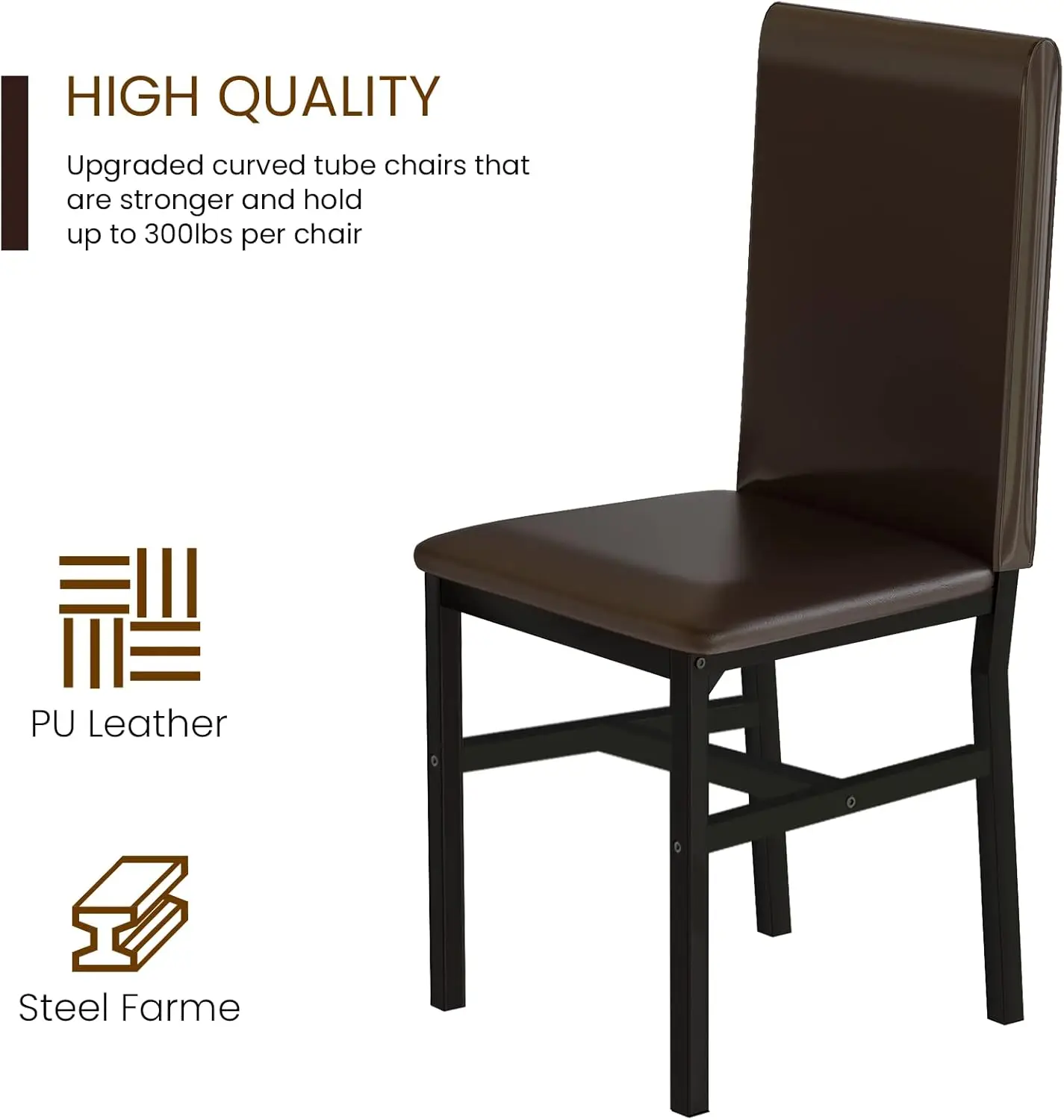 طقم طعام من الرخام الصناعي مكون من 5 قطع لـ 4 أشخاص، طاولة وكراسي مطبخ بنية حديثة، طقم غرفة طعام مدمج