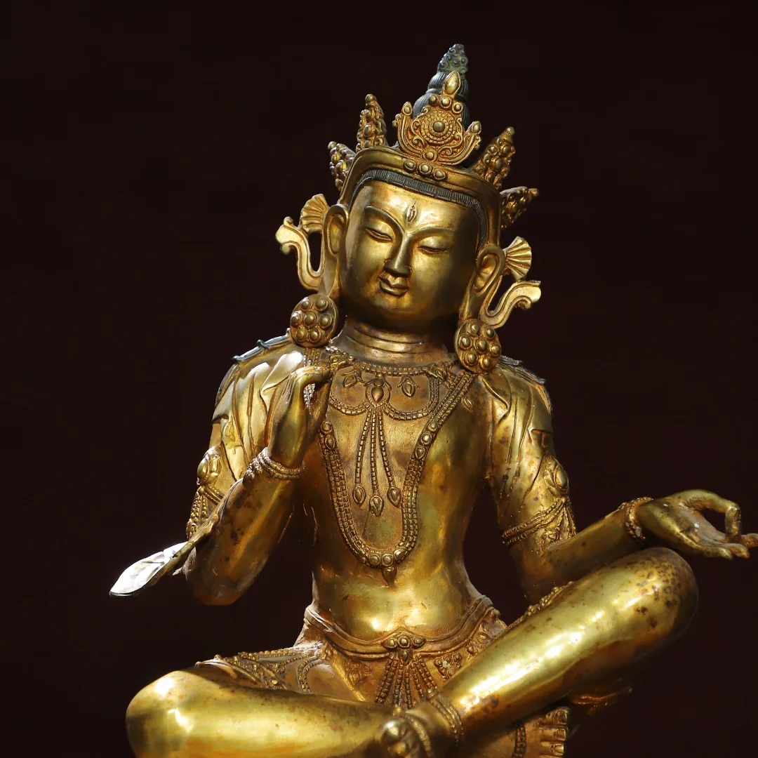 Home worship of religious Buddha statues, large-sized copper gilded [Diamond] statues Size: Height 46cm, Width 32cm, Thickness 2