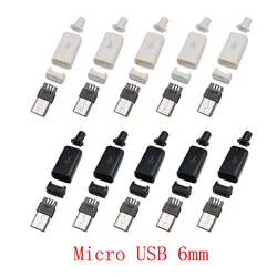 10Pcs Micro USB 5 Pin Male Plug Soldering Type Connectors 6mm MicroUSB Charging Data Plugs Cable Interface DIY Repair Adapter