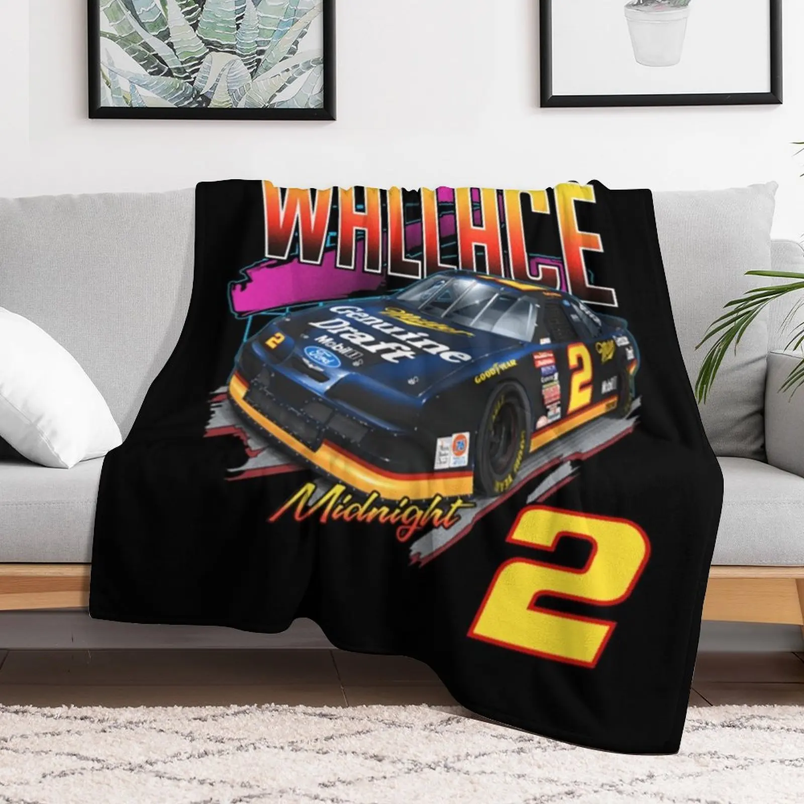 Rusty Wallace Vintage Nascar Car 2020 Black . Essential . Throw Blanket wednesday valentine gift ideas Blankets