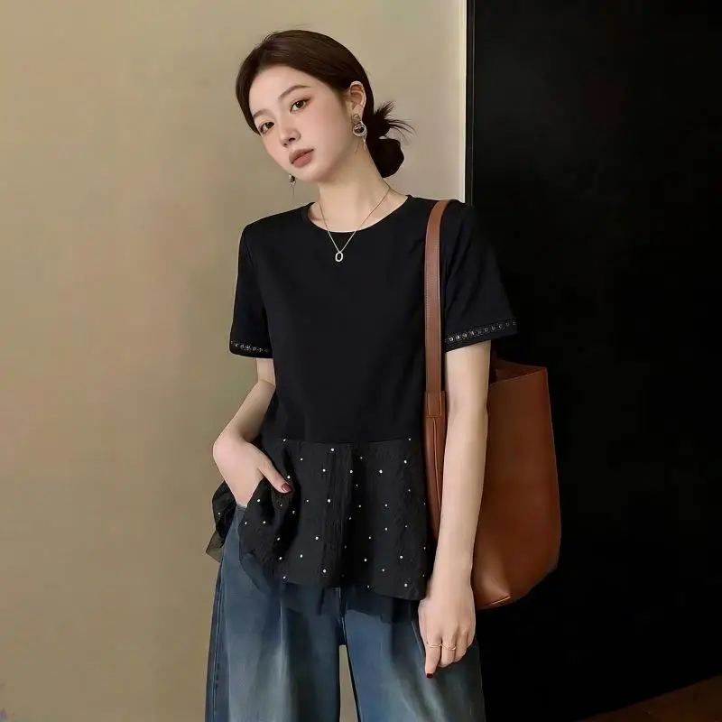 The New Korean Women's T-Shirt Has An Elegant Temperament and Is Suitable for Summer Girls It Is A Versatile Breathable