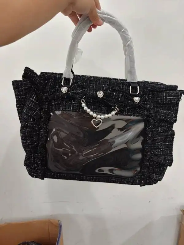 Y2K japanische Ita-Tasche, transparente Tragetasche mit Rüschenbesatz, süße Harajuku-Handtasche zur Präsentation von Abzeichen, Pendler-Umhängetasche mit großem Fassungsvermögen – Detail 2