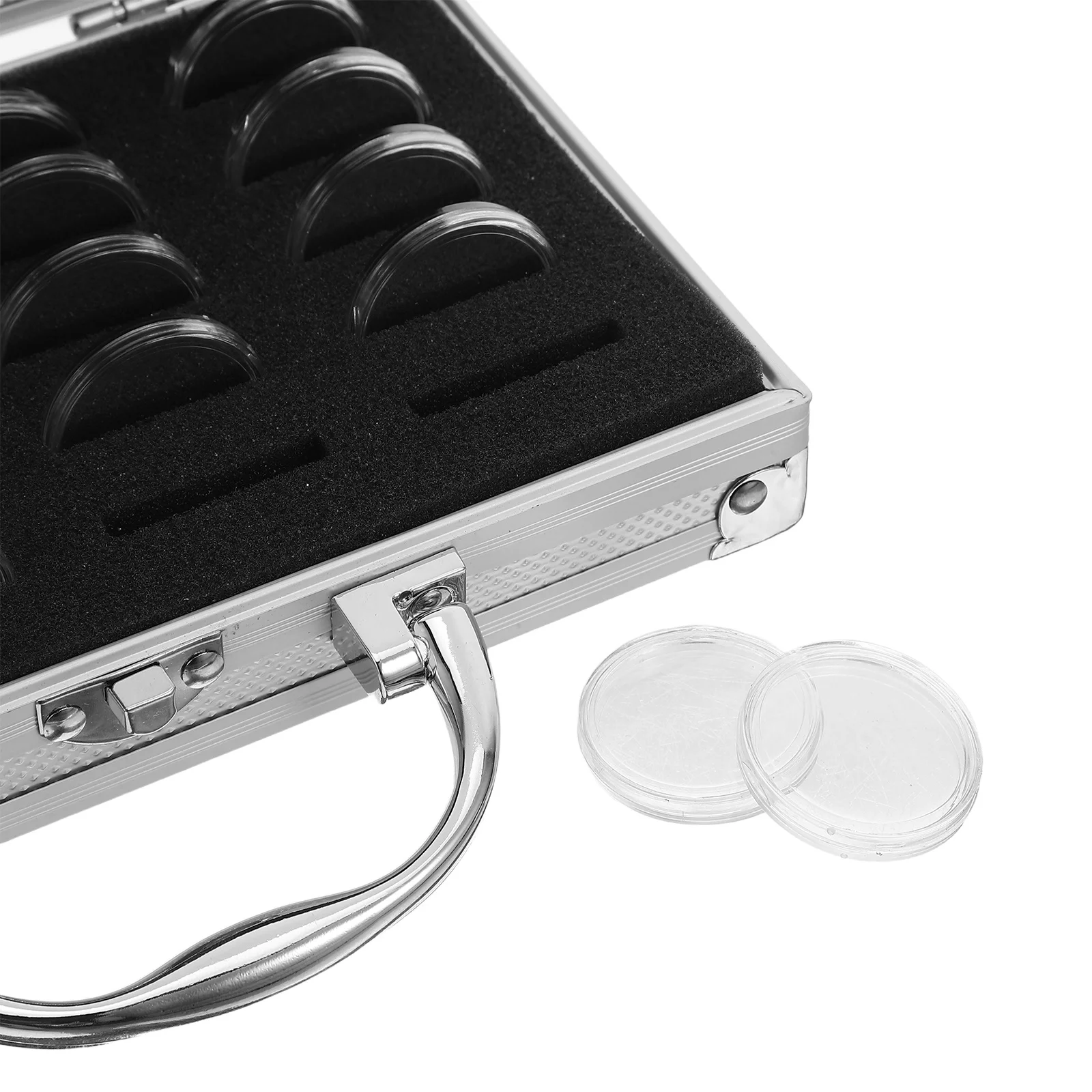 Portable Coin Organizer Collecting Case Transparent Box Metal Lid Secure Storage for Collectors Coin Box Currency Display Holder