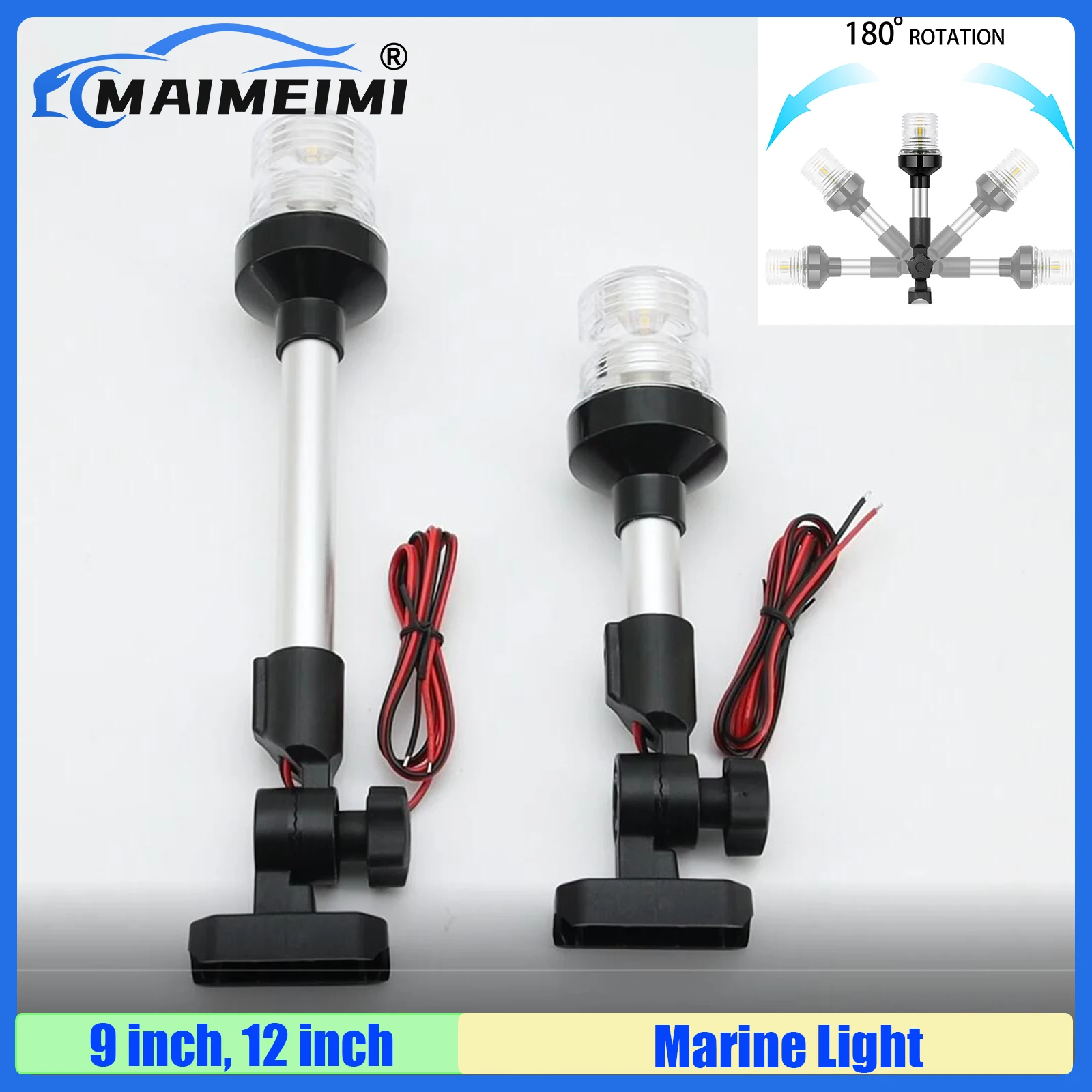 

MAIMEIMI Fold Down 180 Degree LED Navigation Light 9inch,12inch for Yacht Marine Anchor Light 12V24V Sailing Signal Light Boat