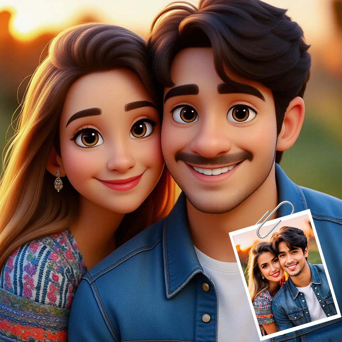 Custom Photo Anime Style Conversion 1pcs A4/A3/A2 Canvas Couple Portrait Personalized Birthday Gift