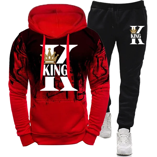 New in Hoodies and Blouses Splash Ink Sweatshirt Unisex Suit Sportswear Men's Set of Two Pieces for Men Man Clothes Sports Suits