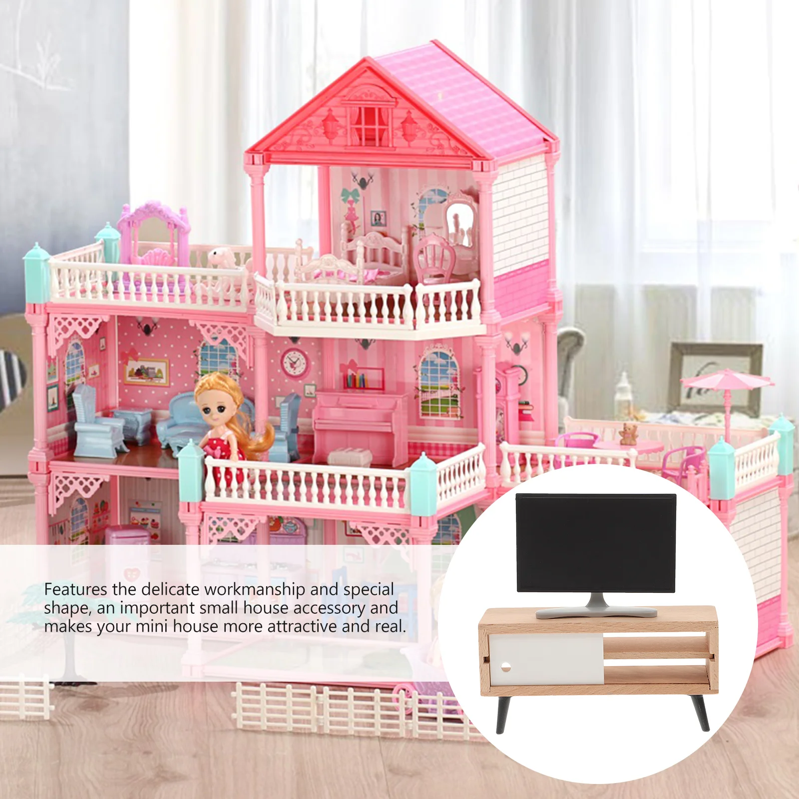 Casa mini conjunto adorno móveis acessório brinquedo decoração modelo de televisão ornamento plástico fingir jogar brinquedos