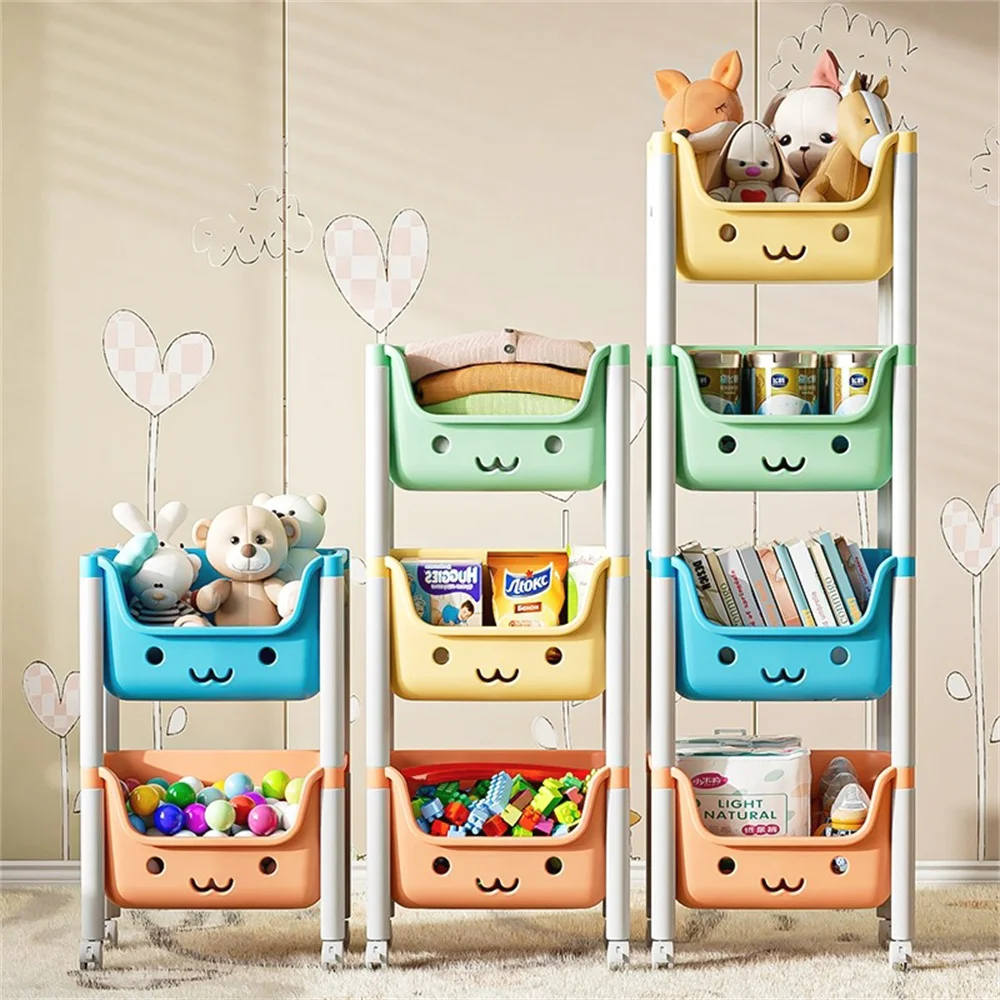 Children's Toy Storage Racks Floor Multi-layer Toy Book Storage Rack Office Living Room Kitchen Multi-Functional Storage Cart image 3