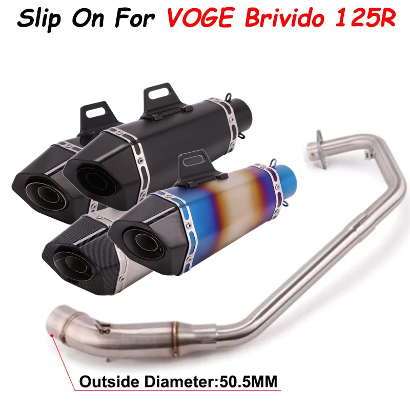 

Полная выхлопная система для мотоцикла, передняя и средняя секции, труба 50.8 мм, глушитель Slip-On для VOGE Brivido 125R 2023 2024