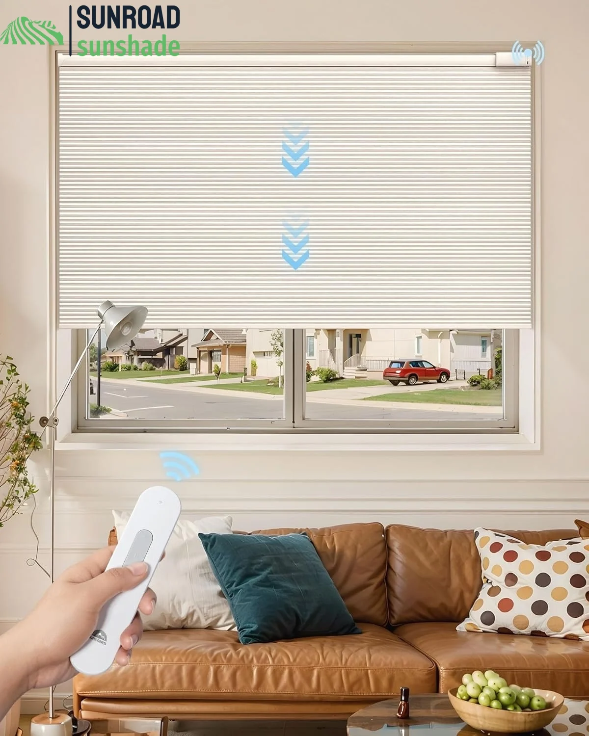 Custom-made Sunroad Blackout Smart Shades for Windows, Motorized Cellular Shades with Remote Control – Cordless Honeycomb Blinds
