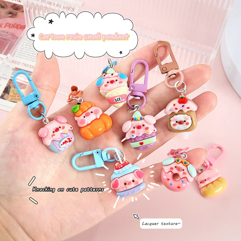 Cute Cartoon Animal Pink Pig Mini Keychain Bag Key Fashion Pendant Bag Car Earphone Case Hanging Decoration Accessories Gifts