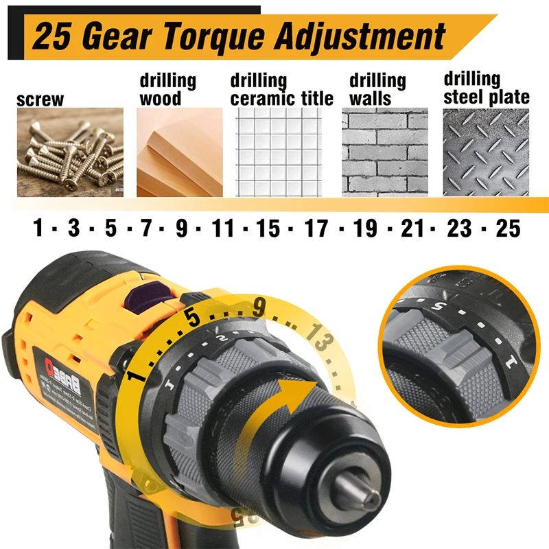 Imagem -04 - Brushless Elétrica sem Fio Impact Drill 21v Upgrades 4.0a Bateria Carga Rápida Built-in Luz Led Uso para Parede Madeira Metal