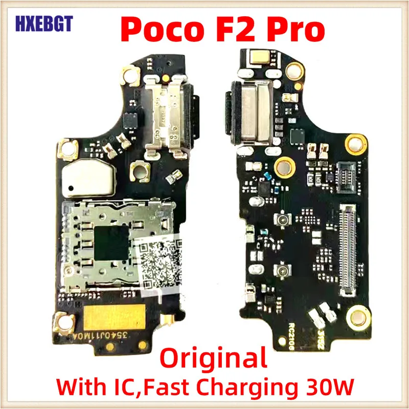 For Xiaomi Poco F2 Pro With IC USB Charger Port Board 30W Fast Charging Connector + Sim Card Reader Flex Cable  Parts