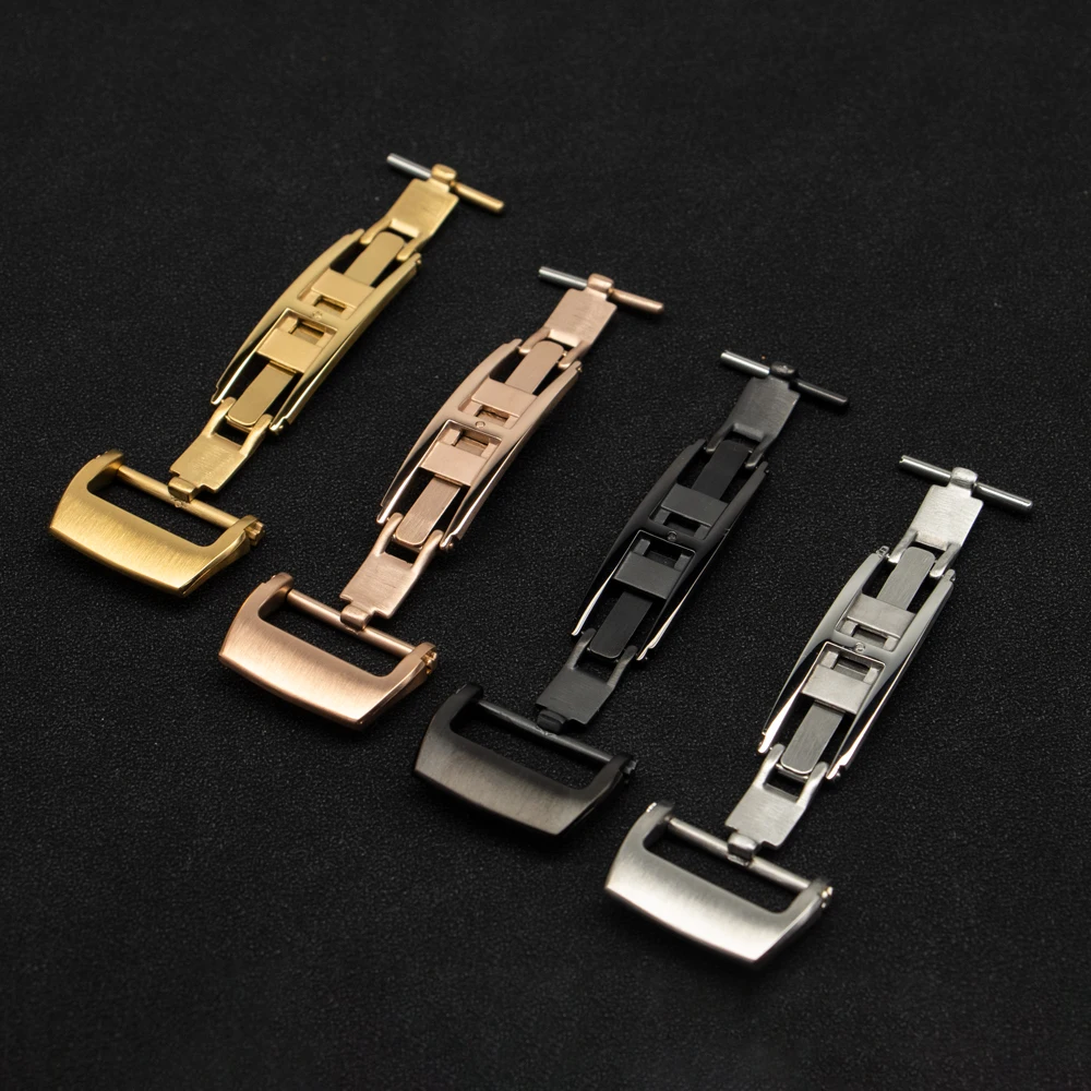 High-quality Button Silver Steel Buckle 18mm 20mm for Watchband Watch Band Strap Buckle for Apple Watch Folding Clasp Bracelet