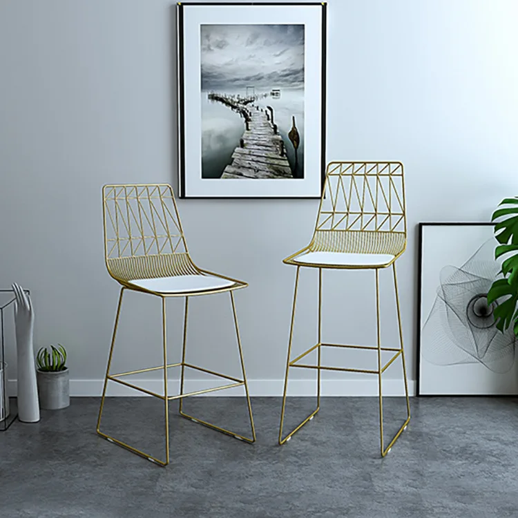 Nordic theme restaurant milk tea shop metal back bar chair creative bar light luxury high chair