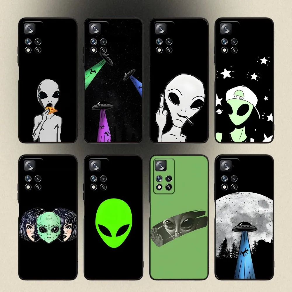 Cute Alien ET  Phone Case For Samsung Galaxy A20,A21s,A22,A31,A32,A52,A53,A72,73,A80,A91 Soft Black Cover