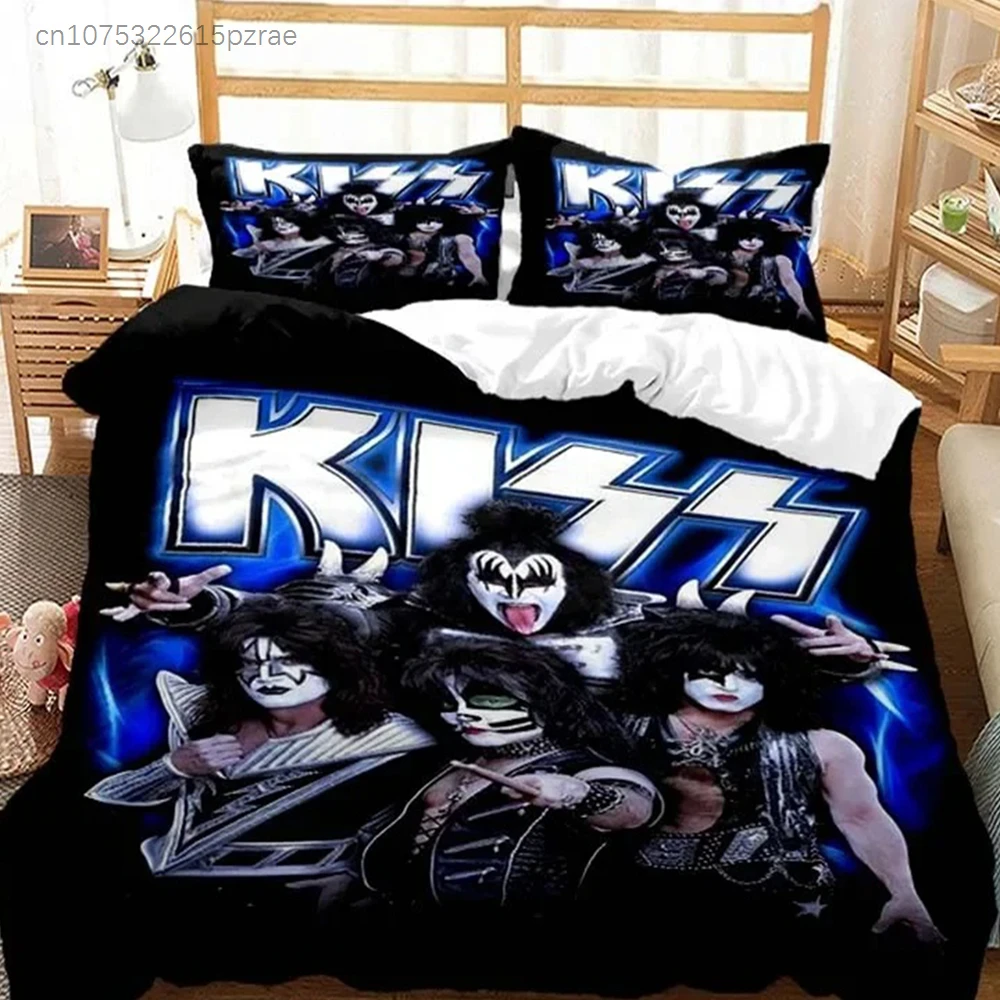 Kiss Rock Band Bedding Set Boys Girls Twin Queen Size Duvet Cover Pillowcase Bed Kids Adult Fashion Home Textileextile