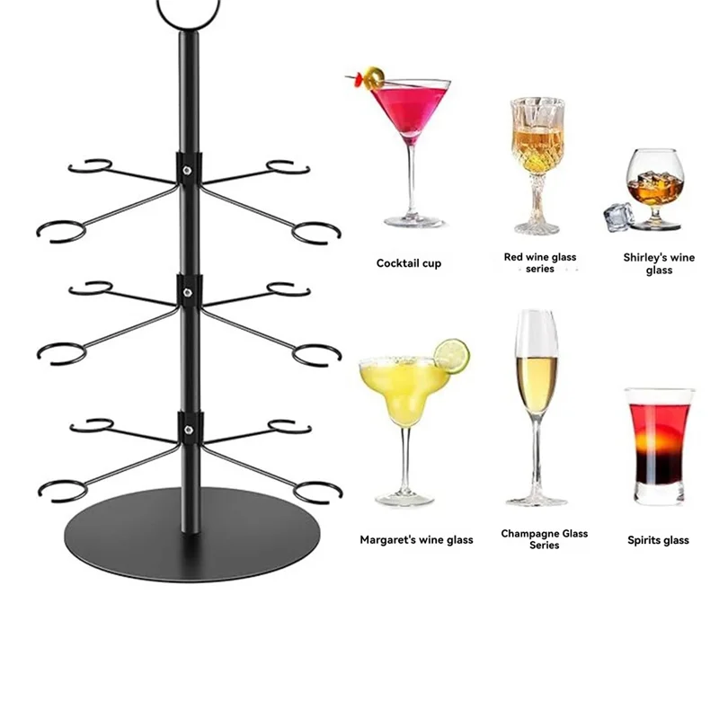 

ABFY-Cocktail Tree Stand Champagne Tower Stand For Champagne, Cocktails, Wine Glass 12 Holders For Champagne, Cocktails