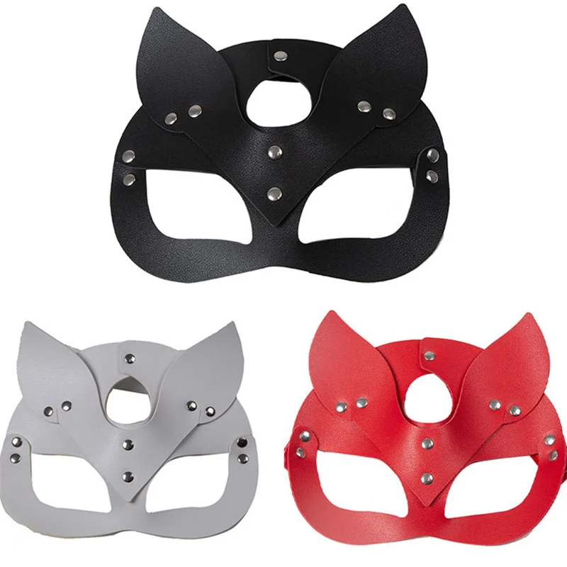 Masque demi-visage en cuir sexy pour femme, cosplay de renard, fête d'Halloween, fournitures de festival punk