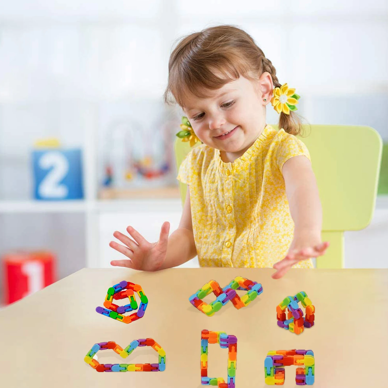 10pcs 24 Abschnitte Spuren Falt kette Spielzeug Kultivieren Kinder Phantasie Erwachsenen Stress abbau Spielzeug sensorische Zappeln Spielzeug