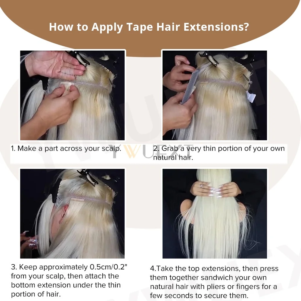 الشريط في وصلات الشعر شقراء شريط أسود في ملحقات سلس آلة ريمي شعر طبيعي مفرود ملحقات 20 قطعة/الحزمة #5