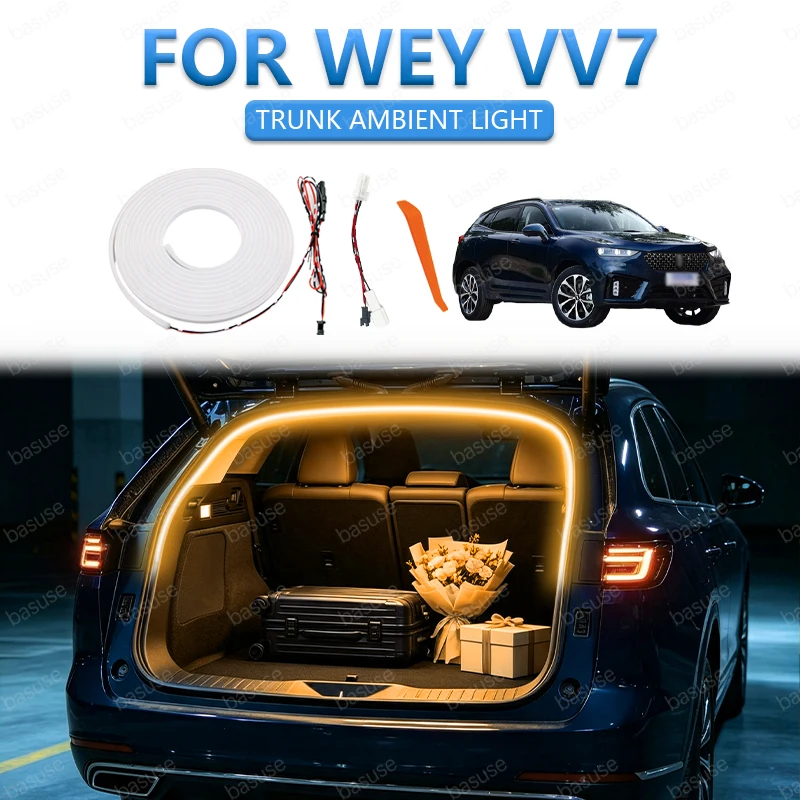 FOR WEY VV7 Rear Trunk Light LED Surround Light Silicone Light Modification Light Yellow White Car Accessories