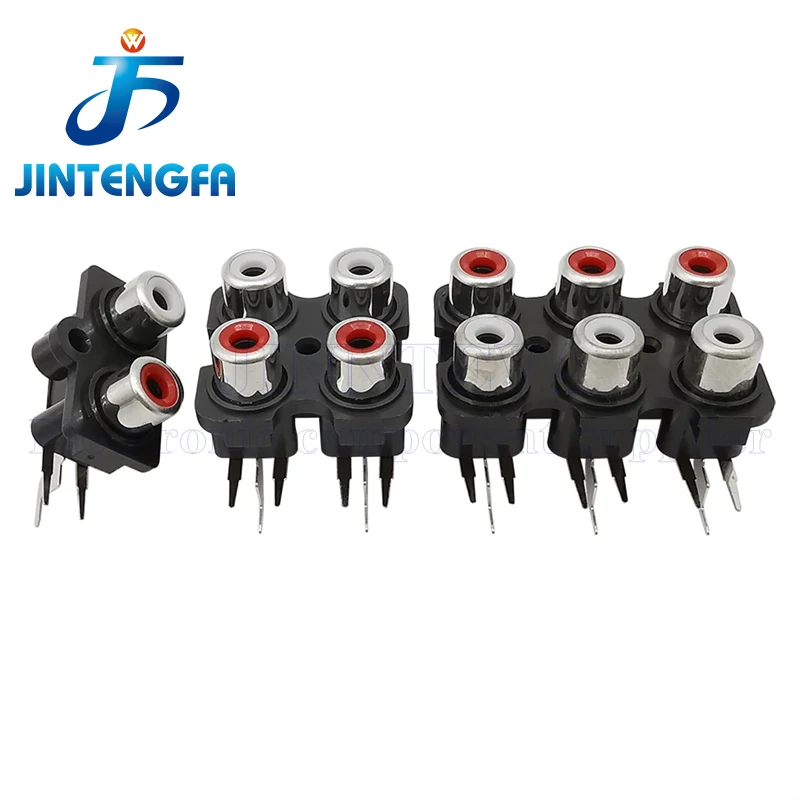 5PCS 2/4/6 Hole RCA Female Stereo Audio Jack AV Audio Input Socket Connector Lotus Row Amplifier Interface Signal Connection