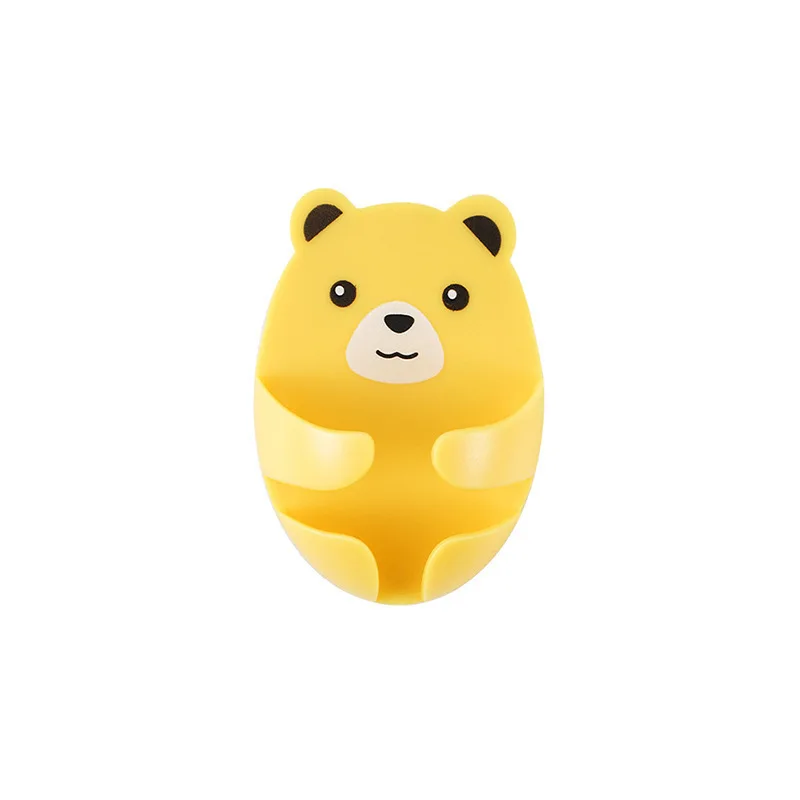 Punch-Free Power Supply Socket Hook Strong Seamless Cartoon Plug Hook Kitchen Bear Hook 4PCs