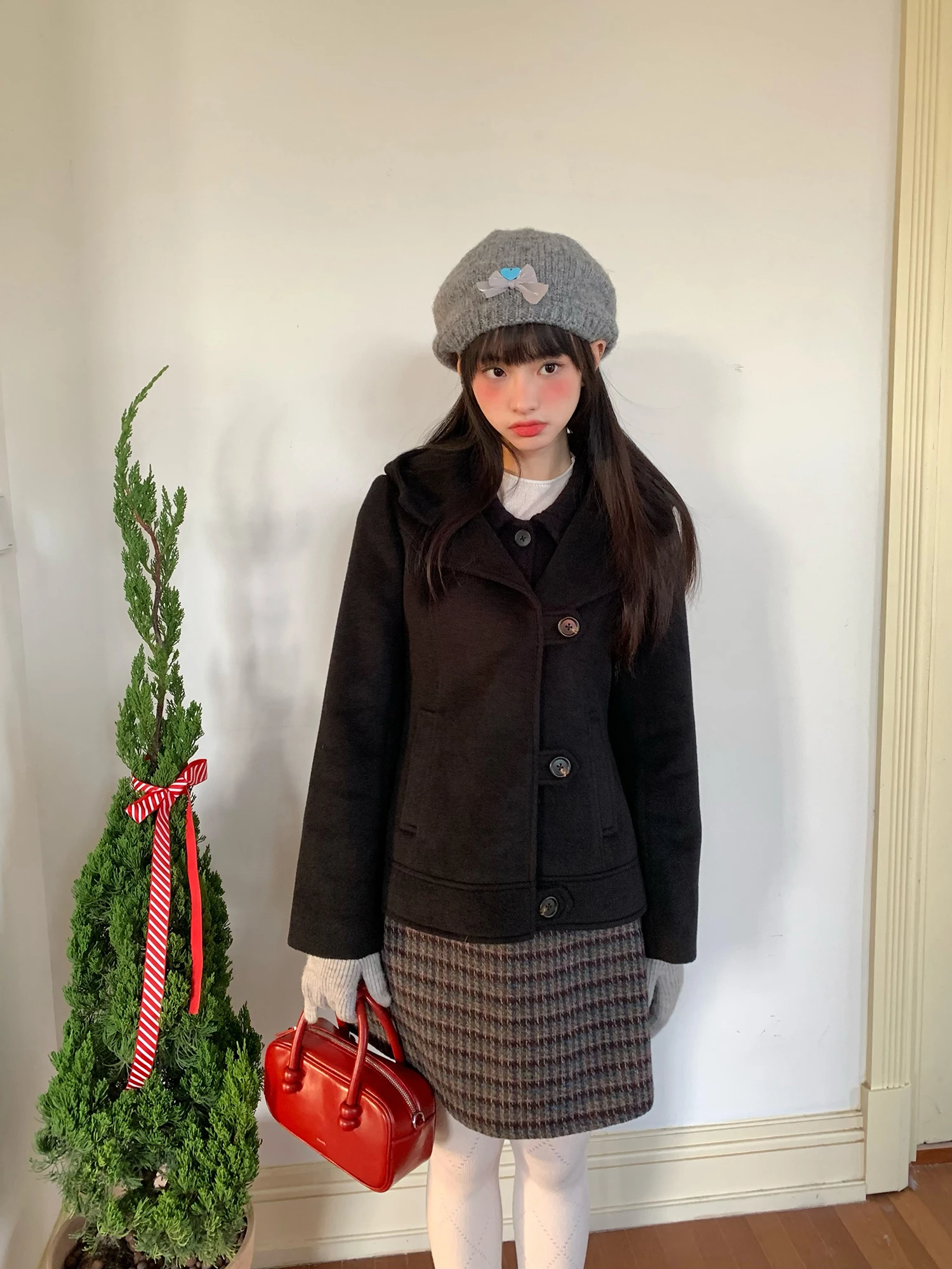 

Женское шерстяное пальто с капюшоном Hey an Nai Nai Thiened, теплый повседневный вариант, смесь полиэстера, производство Китай