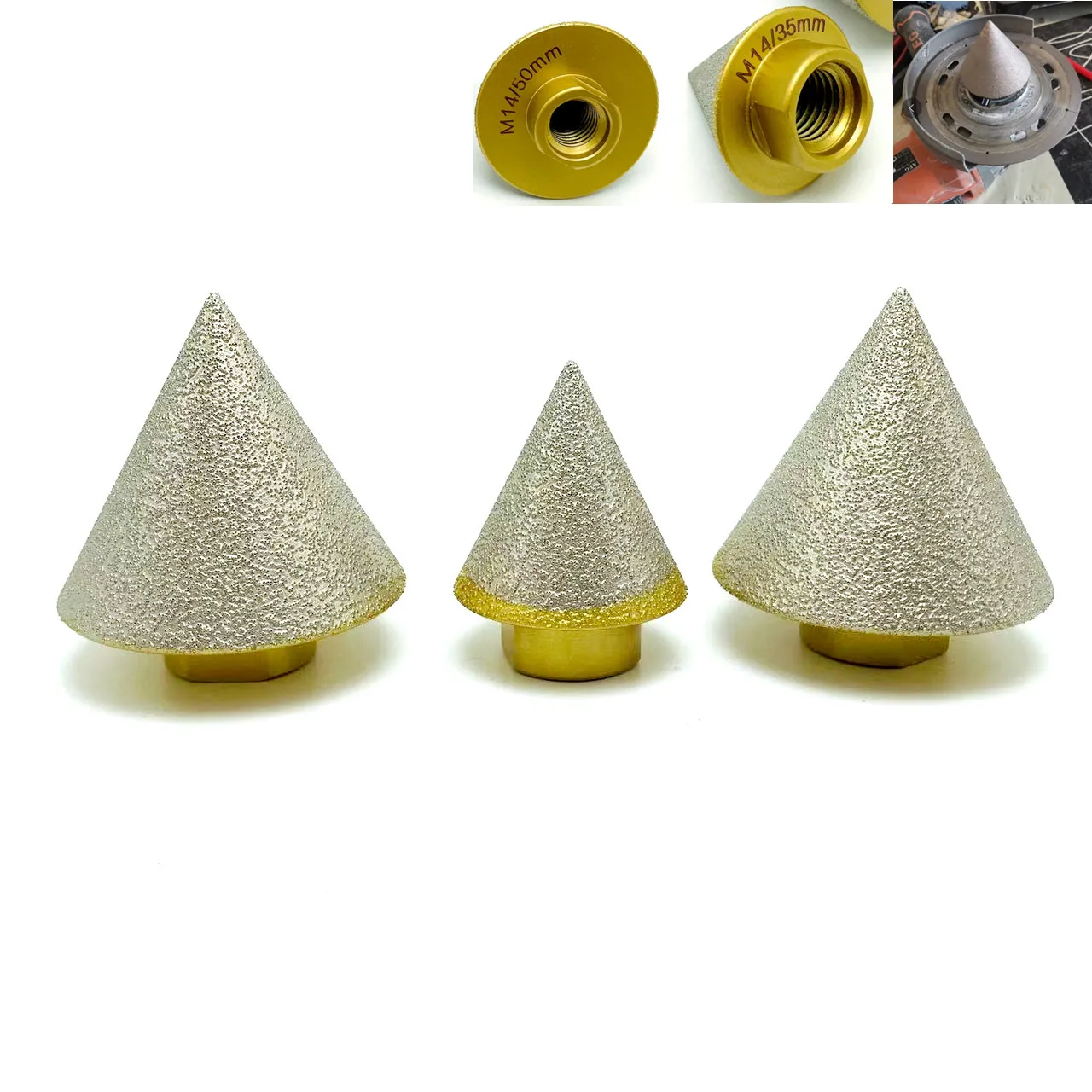 1pc 35mm 50mm M14 Thread Diamond Bevel Chamfer Bits Tile Cutter Marble Concrete Milling Polishing Hole Drilling Crown Grinder