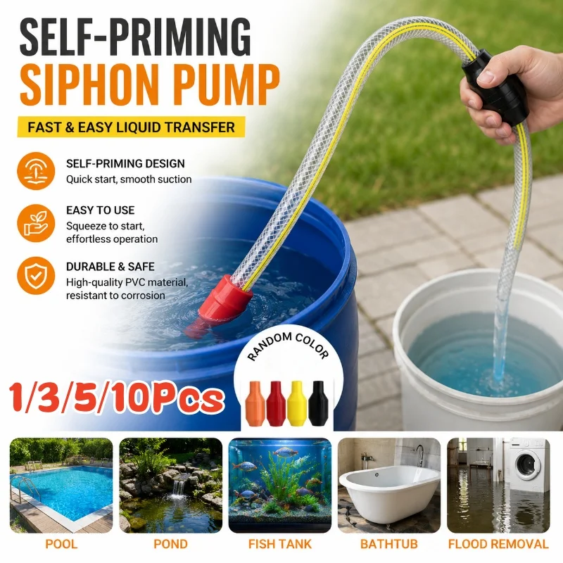 3/5/10Pcs Manual Shake-to-Start Siphon Water Pump,Portable Self-Priming Water Pump for Pool,Pond,Fish Tank,Bathtub Drainage Tool