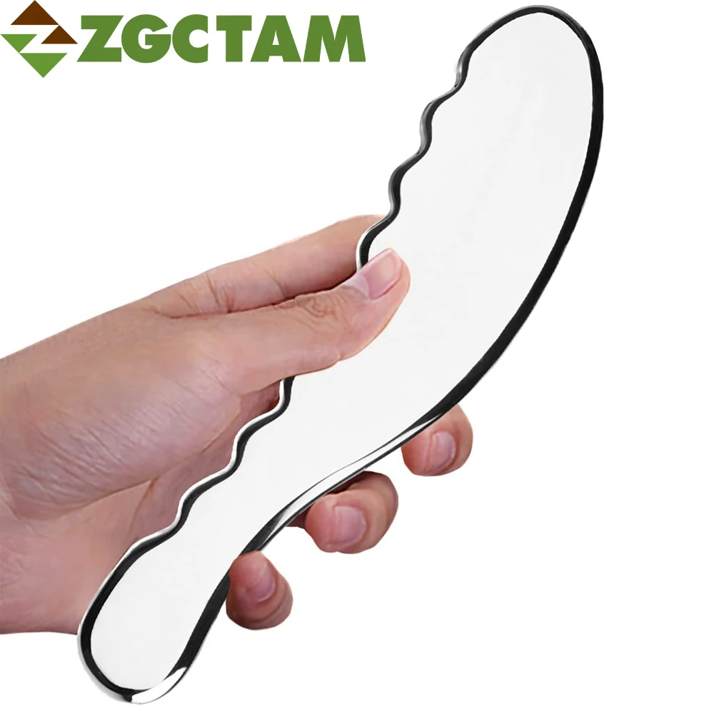 1Pcs Guasha Massage Tool, Stainless Steel Gua Sha Facial Tool, Metal Scraping Blade Chiropractic Myofascial Release Muscle Relax