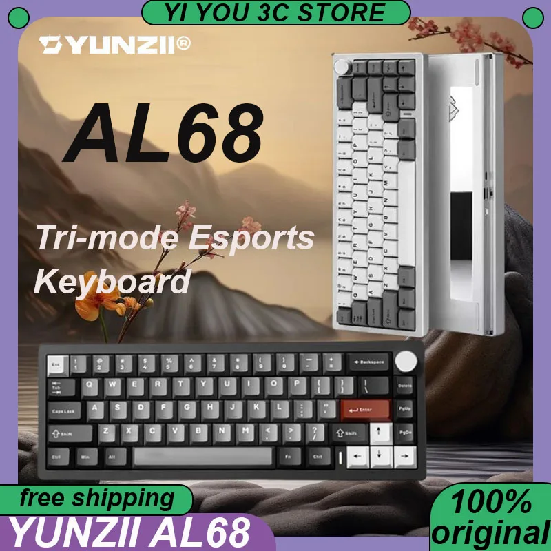 YUNZII KEYNOUO AL68 Wireless Mechanical Keyboard Tri-mode Hot Swap Gasket  CNC Aluminum 6000mAh PC Gaming Laptop Gamer Keyboards