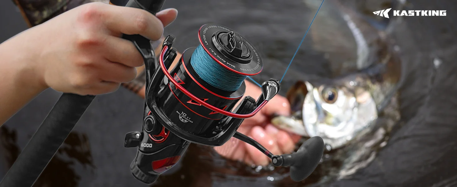 KastKing Sharky Baitfeeder III Spinning Angelrolle, abgeschirmter Edelstahl BB Carbon Fiber Drag für Live Liner Bait Action – Detail 5