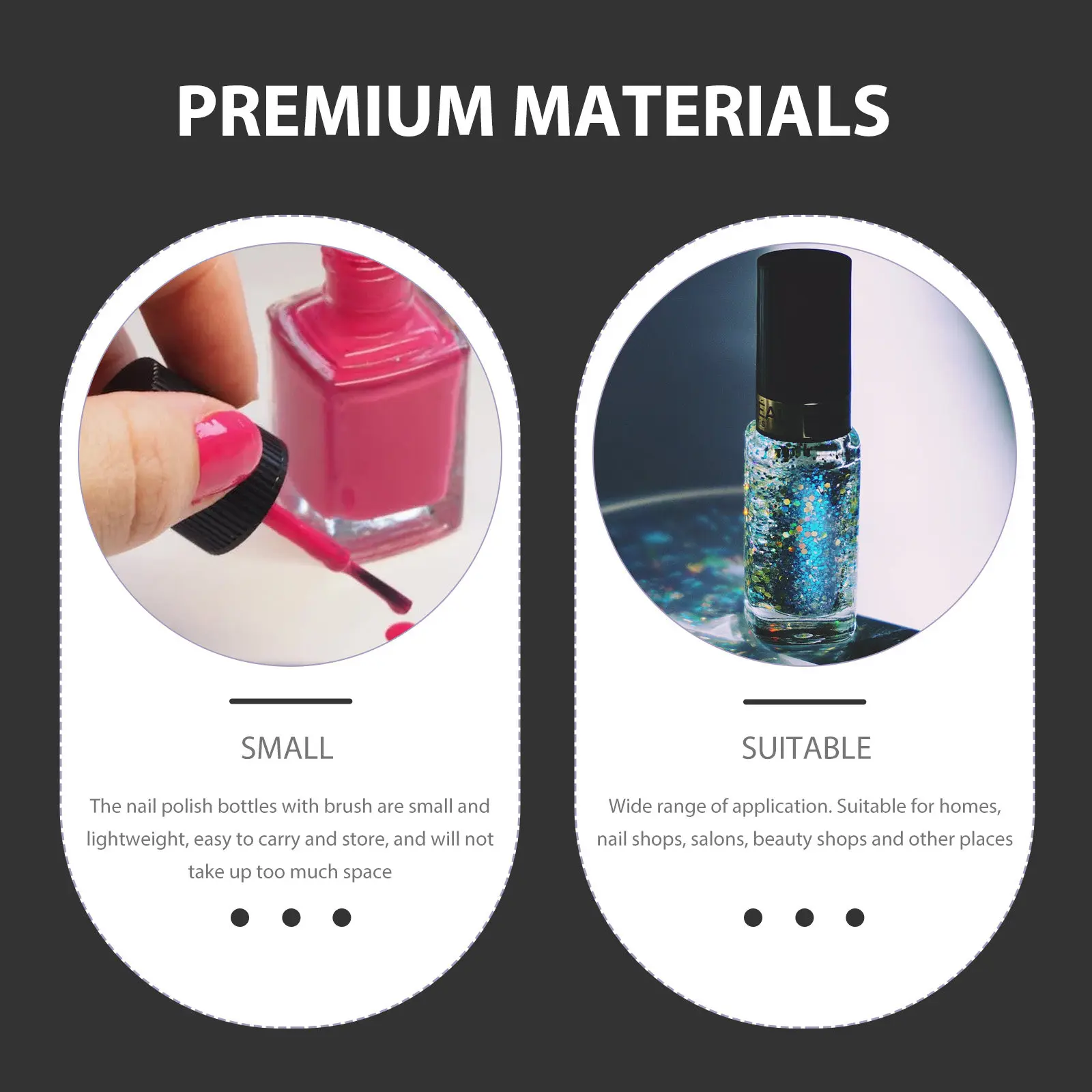 

6 шт. стеклянных флаконов для лака для ногтей с кисточкой, пустые маленькие контейнеры для лака, портативные, для активного отдыха на пляже