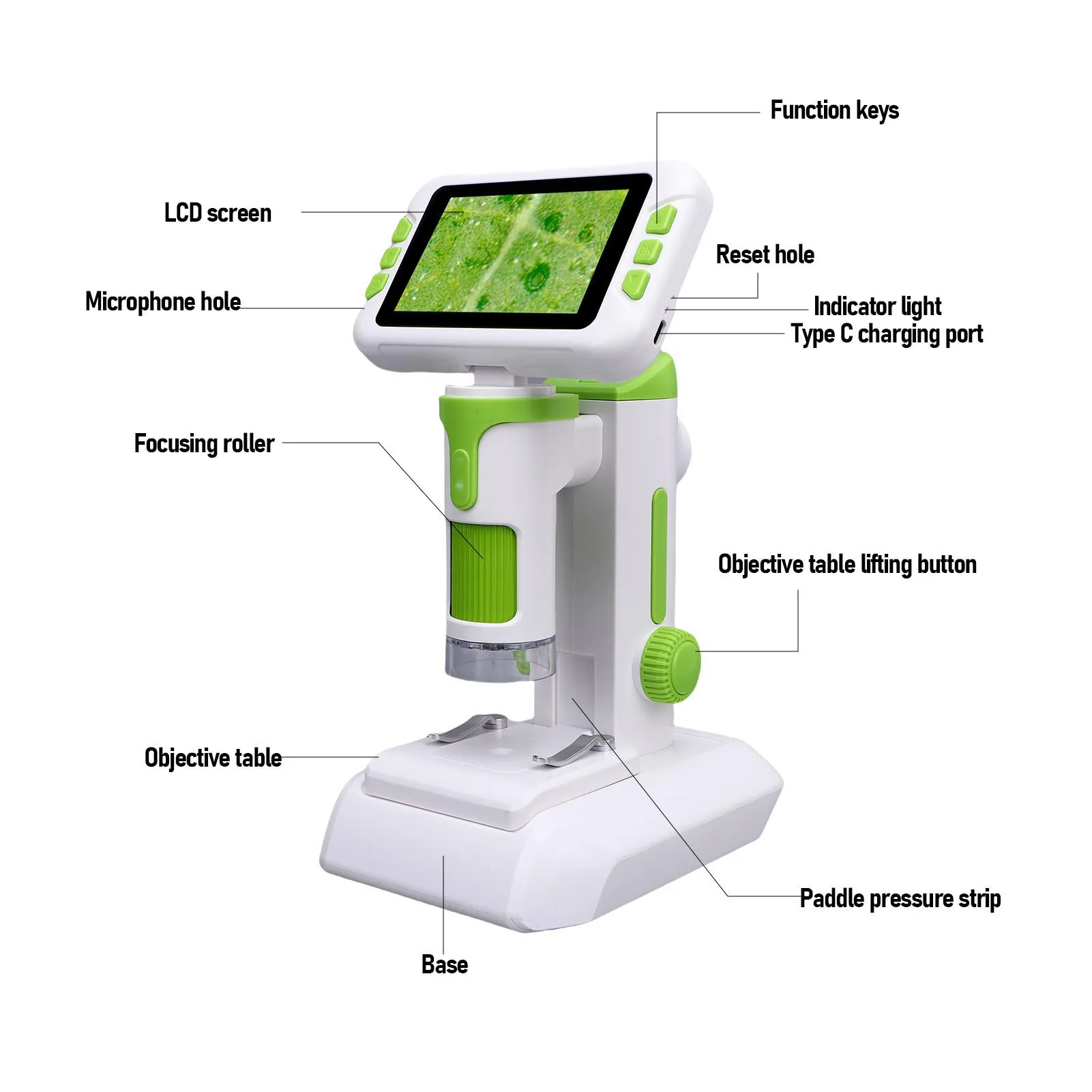 Kids Microscope 1600X 4 Inch LCD Screen Handheld Desktop Digital Microscope with LED Light for Education Kids Digital Microscope