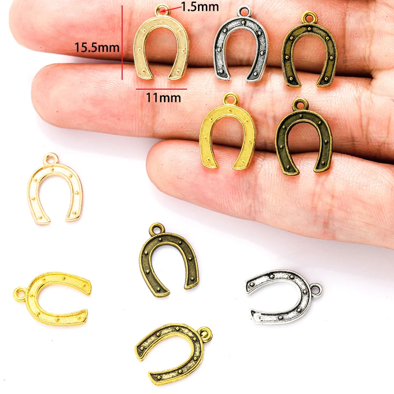 40pcs 5 Color Horseshoe Charms Alloy Metal animal Pendants For DIY Handmade Jewelry Accessories Making 11*15.5mm D9343