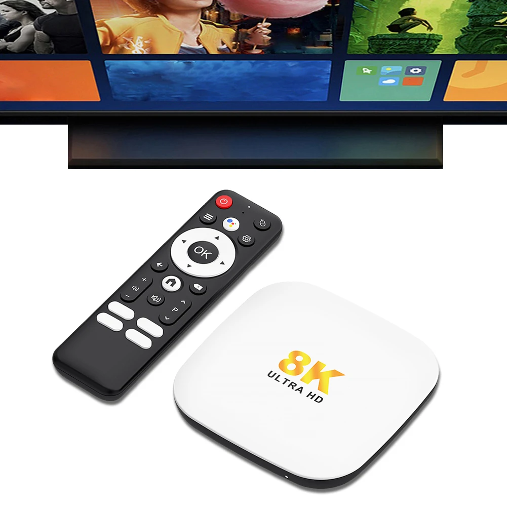 

Android 14 TV Box Wifi6 BT5.4 Media Player 8K Set Top Box with Remote Android Box