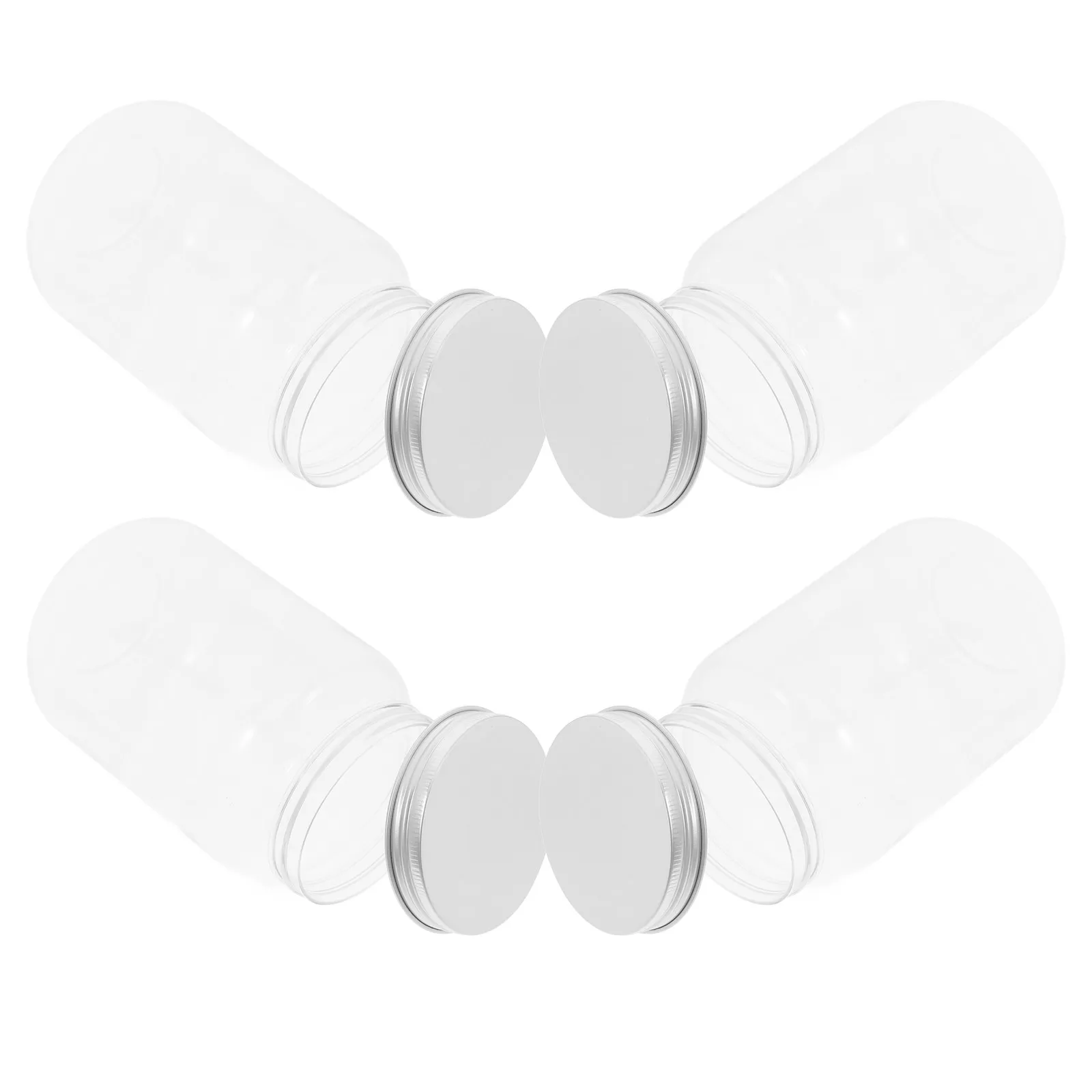 4 pcs Jars Airtight Storage Kitchen Containers Halloween Christmas New Year Clear Plastic Containers With Lids Candy Jar Storage
