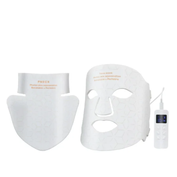 Best Sell White Red Light Therapy Face And Neck Mask Silicone Led Light Therapy Face Mask Led Light Mask Face And Neck