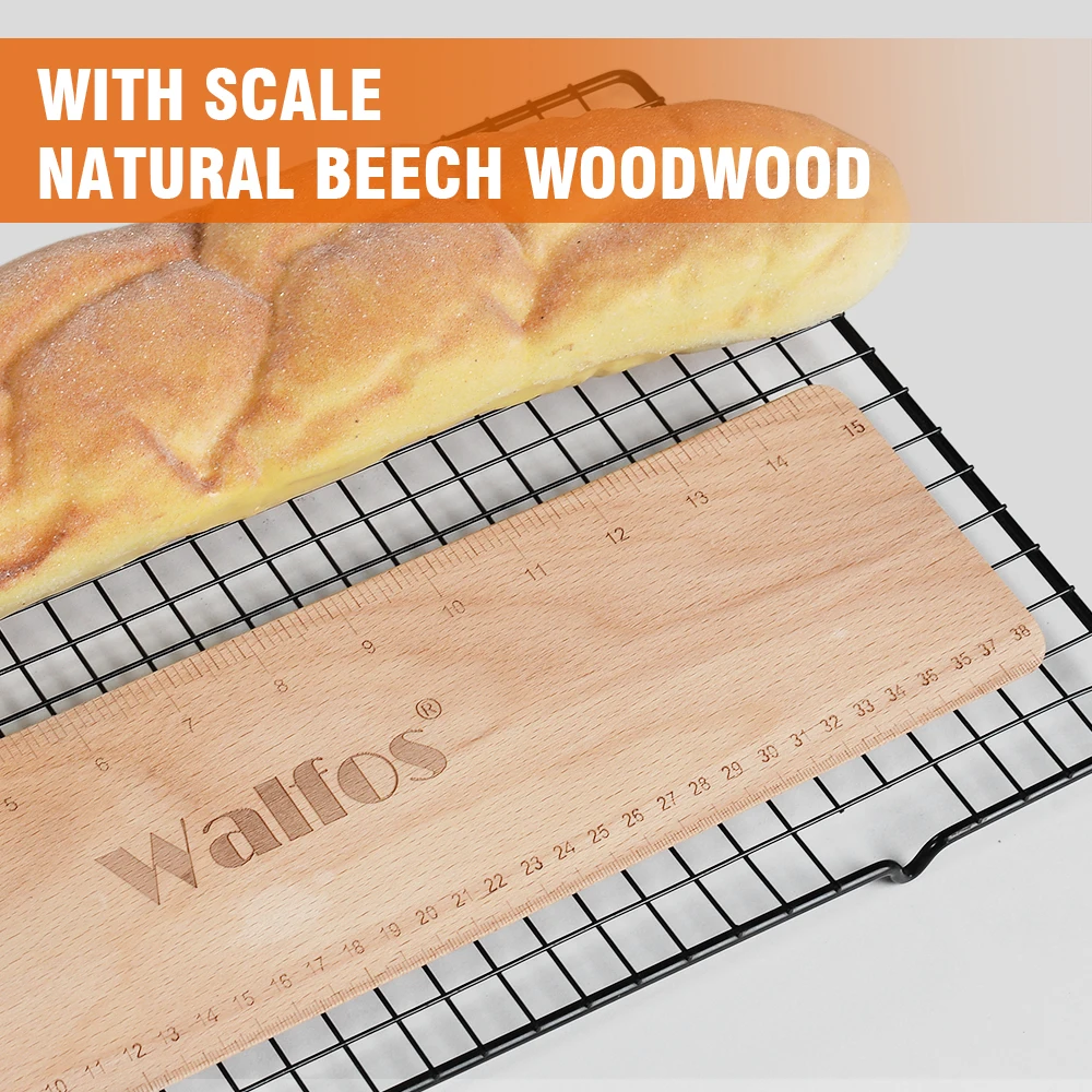 WALFOS Baking Baguette Transfer Wooden Board 38cm Rectangular Double Scale Flip Board Baguette Ciabatta Dough Cooking Tools