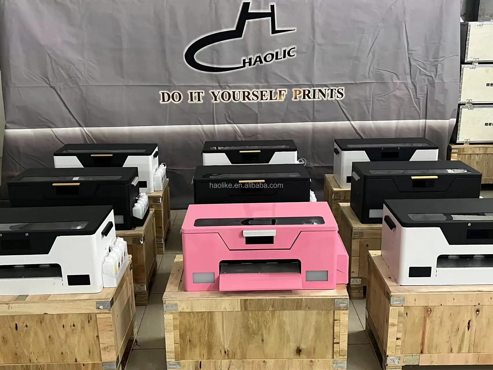 XP600 Pink UV DTF Printer New Desktop Double Sided Roll To Roll 30cm UV Ink For Tumbler Wraps