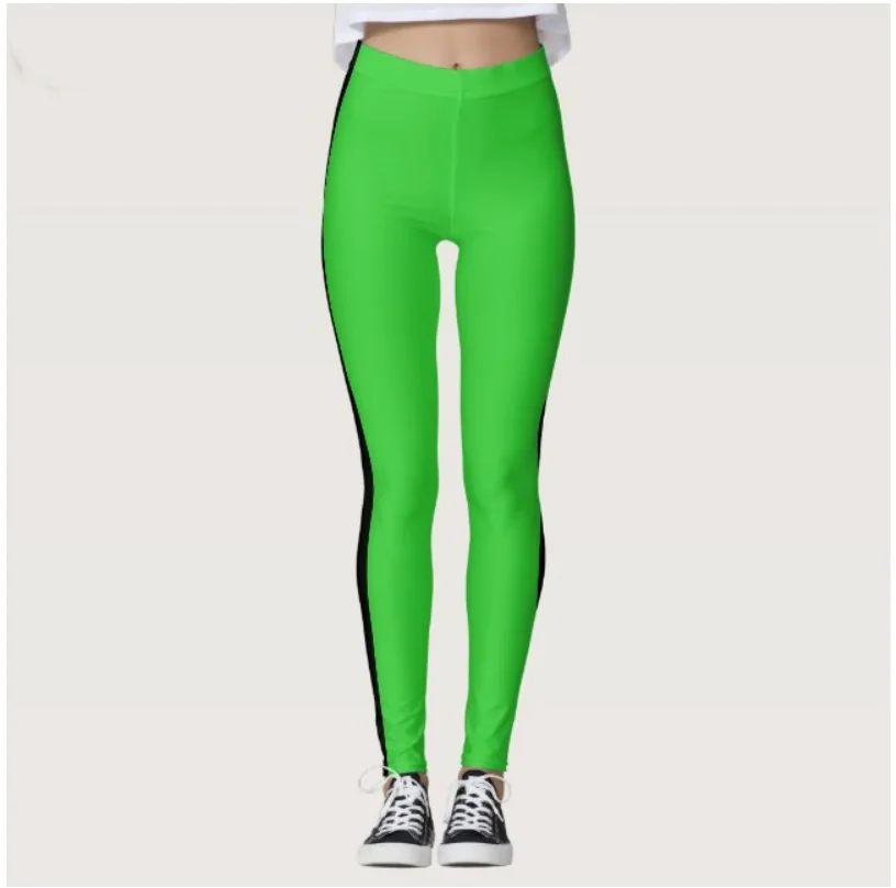 Color-matching printed stretch slim-fit elastic waist casual leggings for women every day