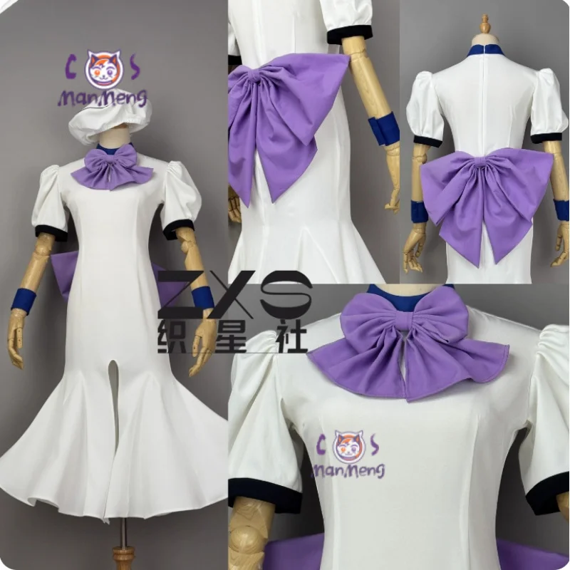 أزياء أنيمي هيغوراشي عندما يبكون ريوغو رينا ريوغو رينا التأثيرية للنساء فستان طويل أنيق وربطة عنق زي حفلات الهالوين