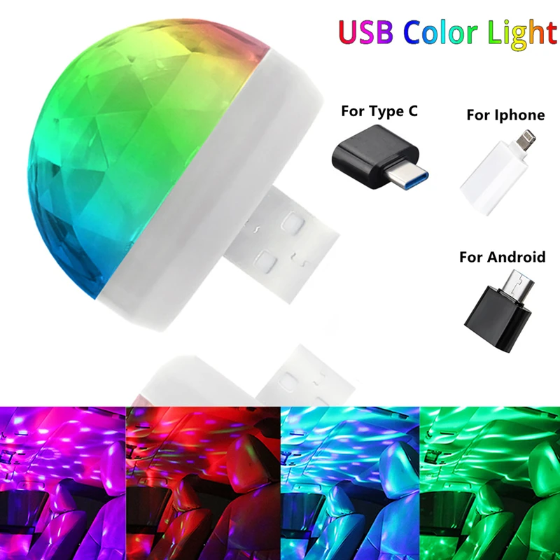 Mini Night Light RGB Disco Lamp Magic Bulb DJ LED Lamp USB Projector Lamp Portable Starry Light Nightlight Decor Music Control